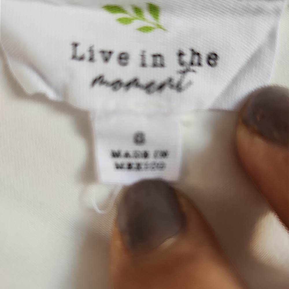 Live In The Moment Womwns Cream Crop Top Size Small - Picture 3 of 4